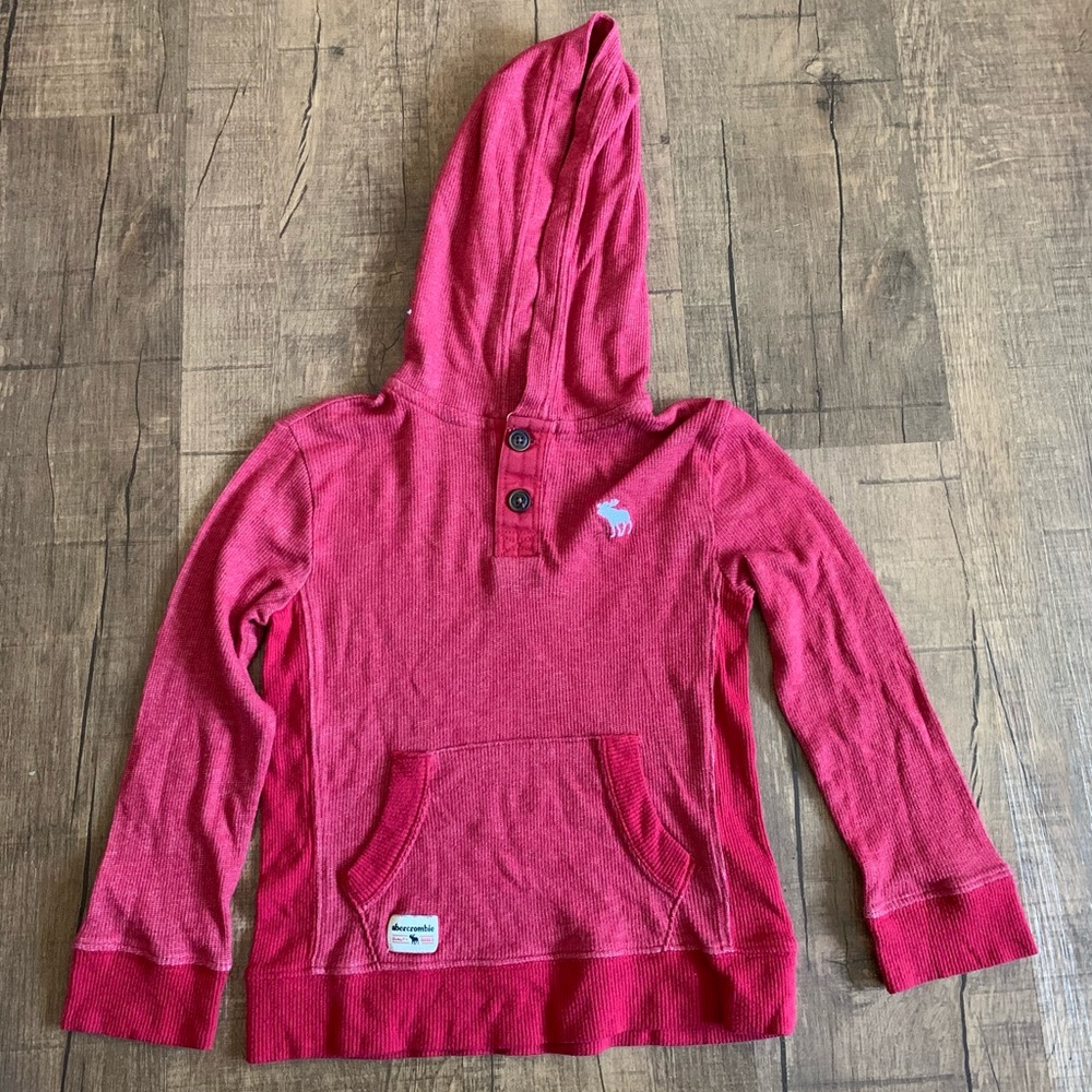 Abercrombie Kids red waffle knit shirt w/ hoodie